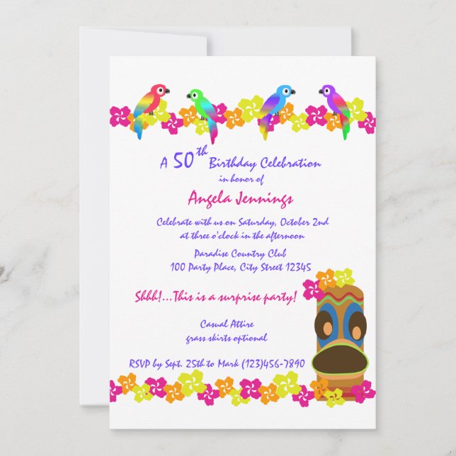 Tropical Luau Invitation (Front)