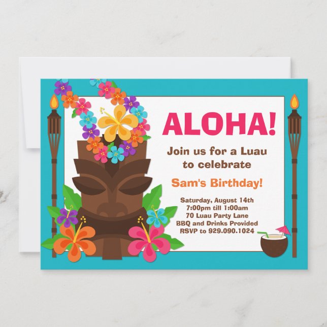 Tropical Luau Party Invitation (Front)