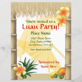 Tropical Luau Party Tiki Hut Event Flyer (Front)