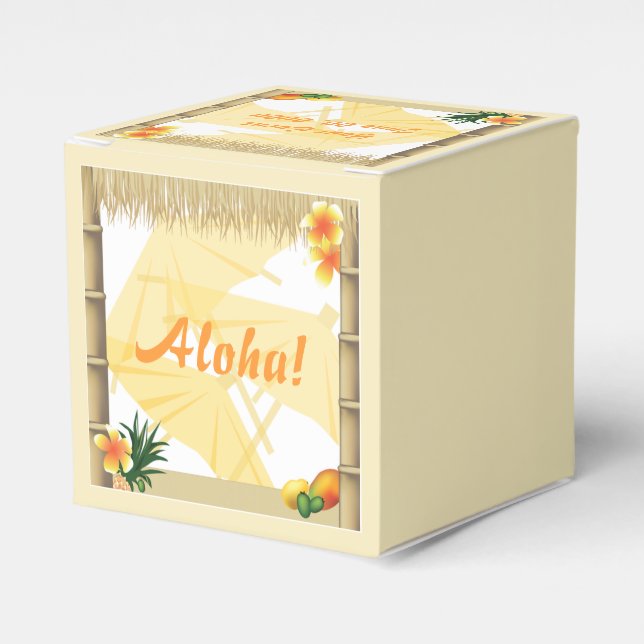 Tropical Luau Party Tiki Hut Party Favor Box (Front Side)