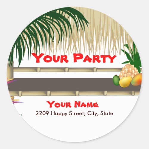 Tropical Luau Party Tiki Hut Sticker