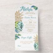 Tropical Luau Pineapple Baby Shower Diaper Raffle All In One Invitation (Inside)