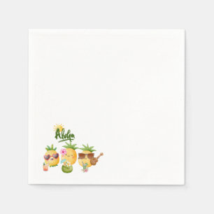 Tropical Luau Pineapple Beach Birthday Napkins