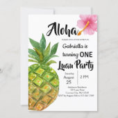 Tropical Luau Pineapple First Birthday Party Invitation (Front)