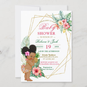 Tropical Luau Pineapple Girl Baby Shower Invitation