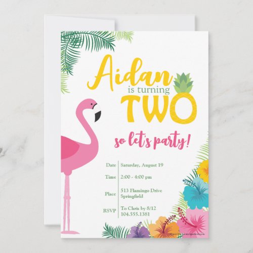 Tropical Luau Second Birthday Party Invitation