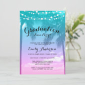 Tropical Luau Teal Pink Luau Graduation Party Invitation (Standing Front)