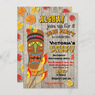 Tropical Luau Tiki Party Invitations