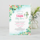Tropical Luau Virtual Baby Shower Seahorses Invitation (Standing Front)