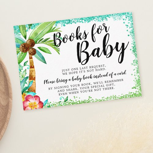 Tropical Luau Watercolor Glitter Books for Baby Enclosure Card