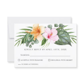 Tropical Luau Wedding in Paradise Floral RSVP Card
