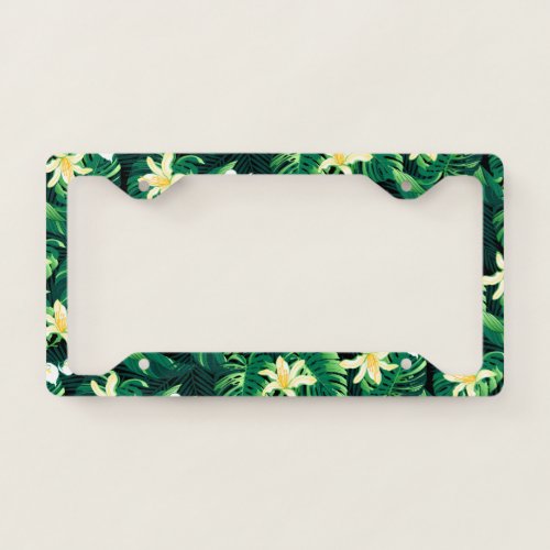 Tropical lush floral license plate frame