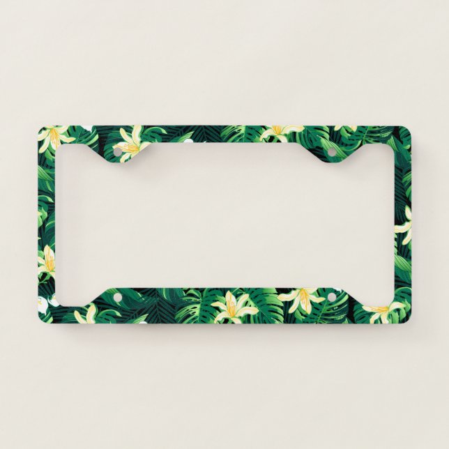 Tropical lush floral license plate frame (Front)