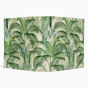 Tropical Lush Foliage Palm Leaves Pattern 3 Ring Binder