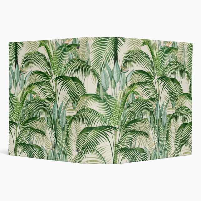 Tropical Lush Foliage Palm Leaves Pattern 3 Ring Binder (Background)
