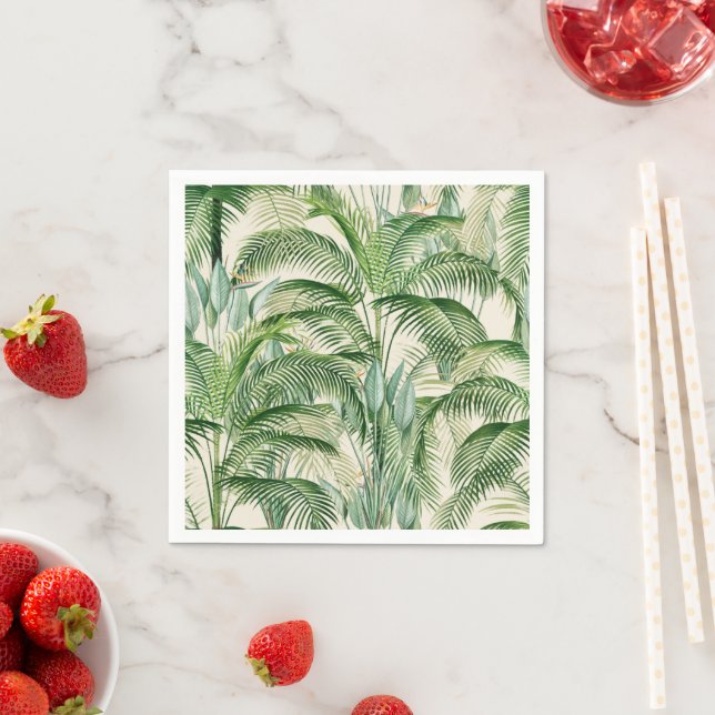 Tropical Lush Foliage Palm Leaves Pattern Napkins (Insitu)