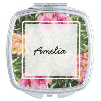 Tropical Lush Hibiscus Compact Mirror