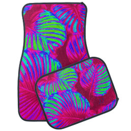 Tropical Lush Magenta Leaves Car Mats