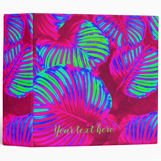 Tropical Lush Magenta Leaves Custom Binder (Front/Spine)