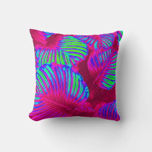 Tropical Lush Magenta Leaves Custom Throw Pillow