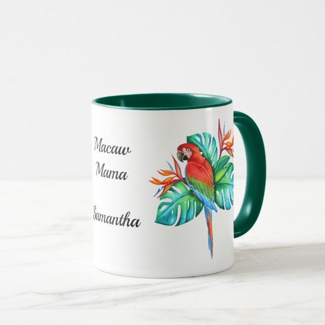 Tropical Macaw Exotic Parrot Personalized Mug (Front Right)