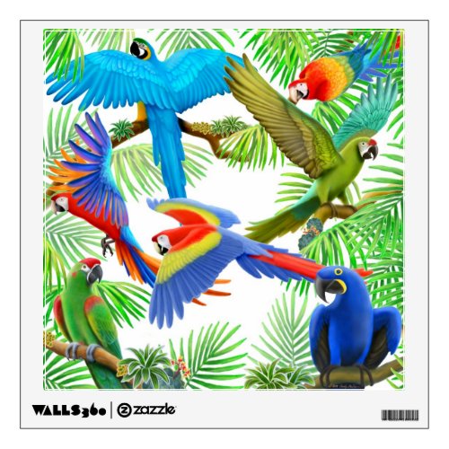 Tropical Macaw Jungle Wall Decal