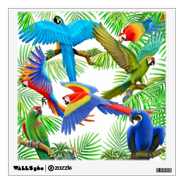 Tropical Macaw Jungle Wall Decal (Front)