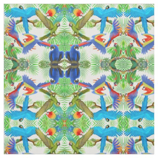 Tropical Macaw Parrot Jungle Fabric