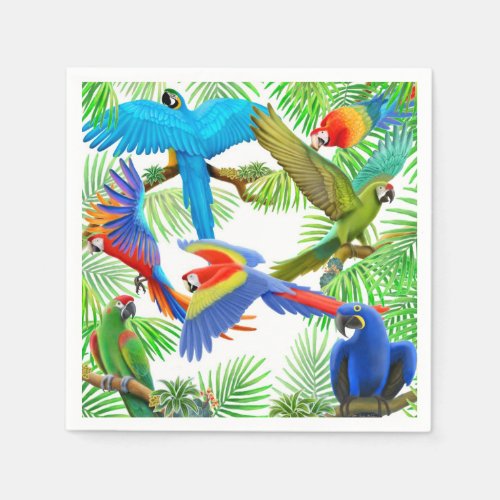 Tropical Macaw Parrot Jungle Napkins