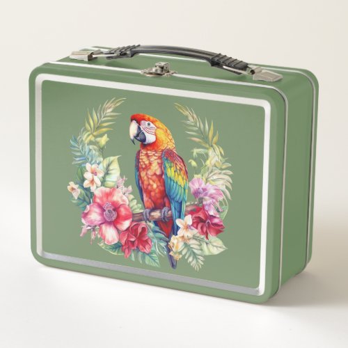 Tropical Macaw parrot Metal Lunch Box