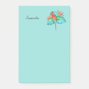 Tropical Macaw Parrot Personalized 4x6 Post-it Notes