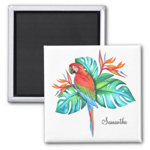 Tropical Macaw Parrot Personalized Magnet