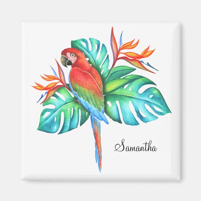 Tropical Macaw Parrot Personalized Magnet (Front)