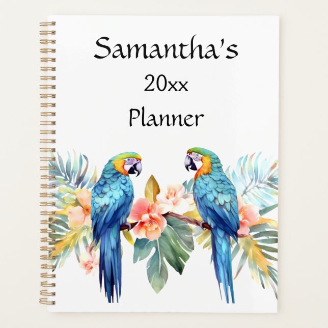 Tropical Macaw Parrot Personalized Planner (Front)