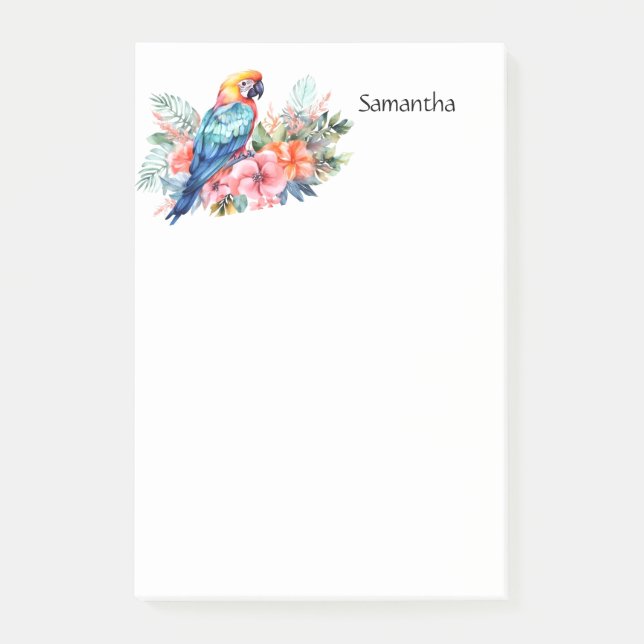 Tropical Macaw Parrot Personalized  Post-it Notes (Front)