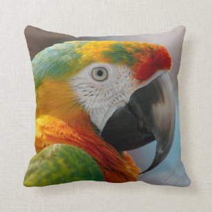 Tropical Macaw Parrot Throw Pillow