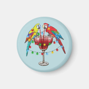 Tropical Macaws Drinking Wine Magnet