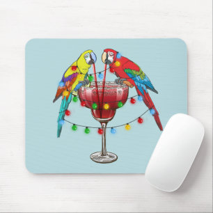 Tropical Macaws Drinking Wine Mouse Pad