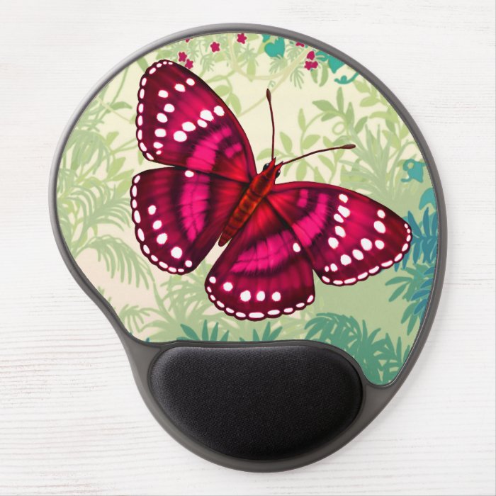 Tropical Magenta Pink Butterfly Gel Mousepad