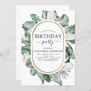 Tropical Magnolia Any Age Birthday Floral Invitati Invitation