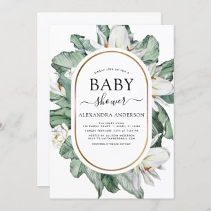 Tropical Magnolia Baby Shower Greenery Floral Invi Invitation