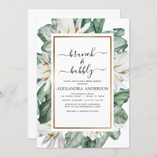 Tropical Magnolia Brunch & Bubbly Bridal Shower Invitation