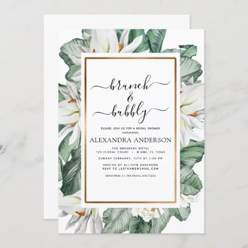 Tropical Magnolia Brunch  Bubbly Bridal Shower Invitation