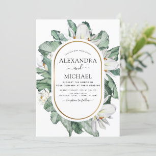 Tropical Magnolia Floral Wedding Invitation