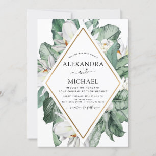 Tropical Magnolia Floral Wedding Invitation