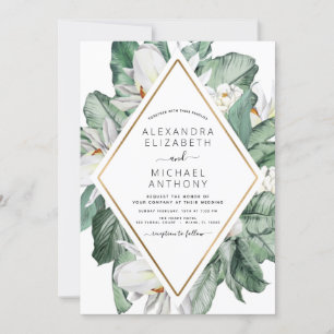 Tropical Magnolia Floral Wedding Invitation
