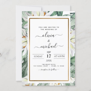 Tropical Magnolia Floral Wedding Invitation Flyer