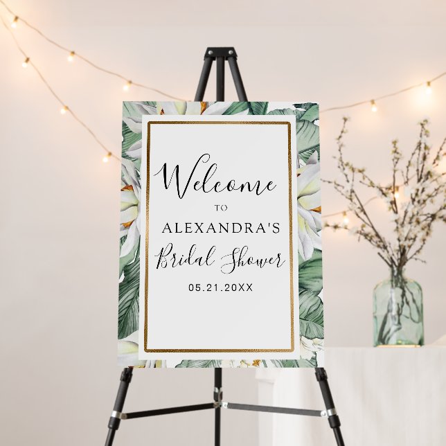 Tropical Magnolia Greenery Floral Bridal Shower Foam Board (In Situ (Stand))
