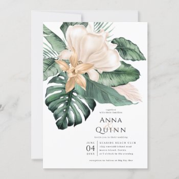 Tropical Magnolia Wedding Invitation by partypapercreations at Zazzle