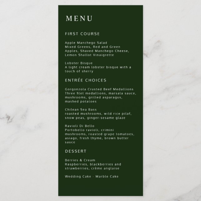 Tropical Magnolia White Green Red Menu (Front)